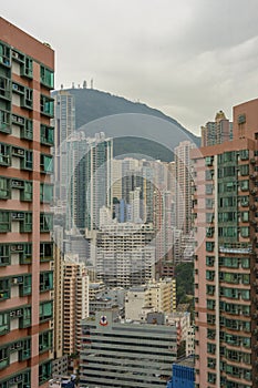 Residential houses in Hong Kong, China. Skyscrapers of Hong Kong