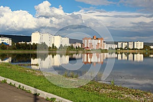 Residential houses and a lake, Zelenogorsk, Krasnoyarsk region