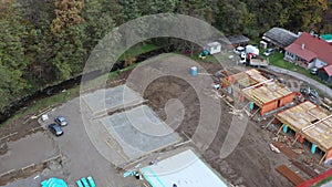 Residential housing construction site, aerial view