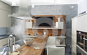 Residential interior of modern kitchen