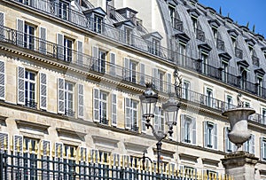 Residential lofts of a storey building with balconies and windows with shutters