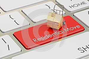 Residential Move concept on red keyboard button, 3D rendering