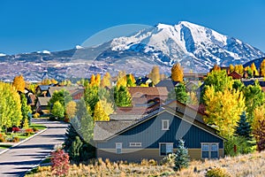 Residential neighborhood in Colorado at autumn