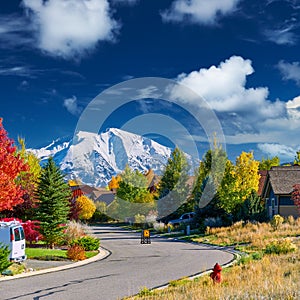 Residential neighborhood in Colorado at autumn photo