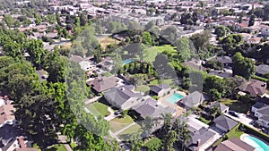 Residential Pasadena suburb, American dream neighborhood, aerial