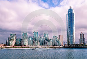 Residential riverside buildings in St. George Wharf, in Vauxhall, London