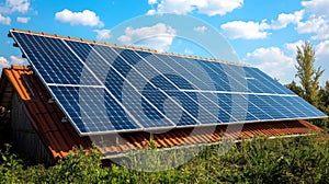 Residential Rooftop Solar Panel Installation on a Sunny Day