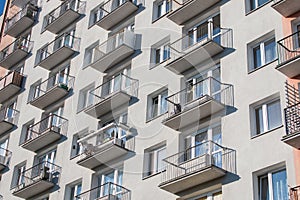 Residential skyscraper building with balconies