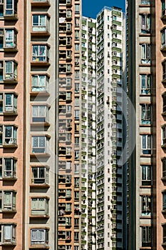 Residential skyscraper building, real estate exterior, HongKong