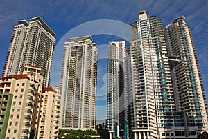 Residential Skyscraper, old and new development, in Mt Mont Kiara, an affluent township, Kuala Lumpur Malaysia