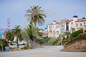 Residential street in the Sea Cliff neighborhood, San Francisco, California