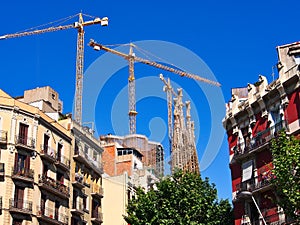 Familia Sagrada, View From Barcelona Suburban Street, Spain photo