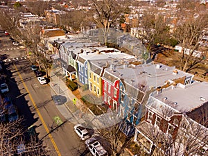 Residential townhomes in Richmond Virginia USA shot with aerial drone