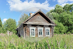 Residential wooden house in a Russian village