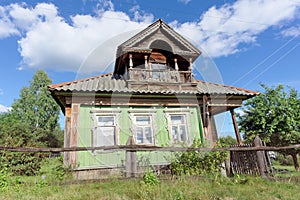 Residential wooden house in a Russian village