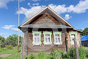 Residential wooden house in a Russian village