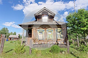 Residential wooden house in a Russian village