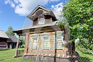 Residential wooden house in a Russian village