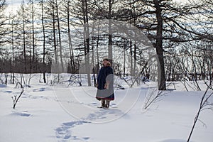 Residents of the far north,  the pasture of Nenets people, the dwelling of the peoples of the north of Yamal