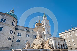 Residenzbrunnen fountain in Salzburg, Austria