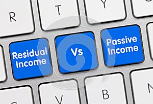 Residual Income Vs. Passive Income - Inscription on Blue Keyboard Key photo