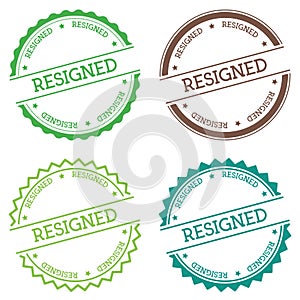 Resigned badge isolated on white background.