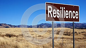 Resilience brown road sign photo