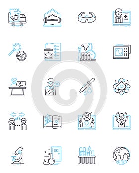 Resilience fortitude linear icons set. Endurance, Grit, Strength, Tenacity, Courage, Perseverance, Determination line