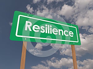 Resilience on green sign board photo