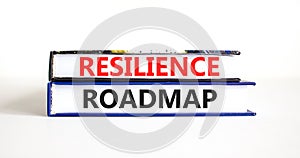 Resilience roadmap symbol. Concept word Resilience roadmap typed on books. Beautiful white table white background. Business and