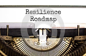 Resilience roadmap symbol. Concept word Resilience roadmap typed on retro old typewriter. Beautiful white background. Business and