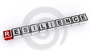 resilience word block on white