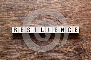 Resilience - word concept on building blocks, text