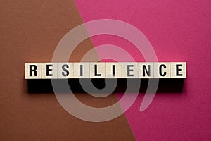 Resilience word concept on cubes