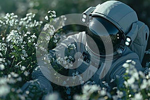 Resilient Astronaut flowers. Generate Ai
