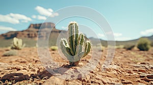 A resilient cactus amidst the arid expanse of the desert.