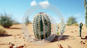 A resilient cactus amidst the arid expanse of the desert.