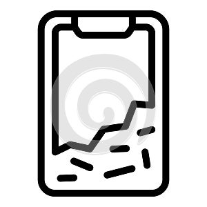 Resilient mobile glass icon outline vector. Shatterproof device cover