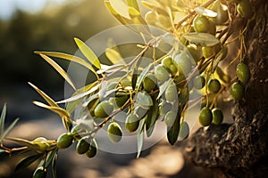 Resilient Olives tree garden branch. Generate Ai