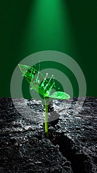 Resilient Seedling Breaking Through Cracked Soil