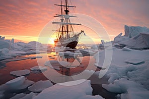 Resilient Ship cruising among sea ice. Generate ai