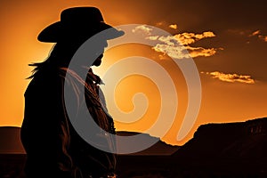 Resilient Silhouette Navajo man. Generate AI