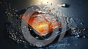 A resilient waterproof smartphone withstanding splashes of water, demonstrating its