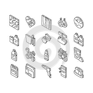 Resin Art Creation Collection isometric icons set vector