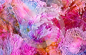 Resin art texture with multicolor blasts. Fluid backdrop with splashes and ripples. Modern abstract texture with