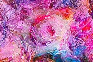 Resin art texture with multicolor blasts. Liquid background with splashes and swirls. Modern abstract texture with