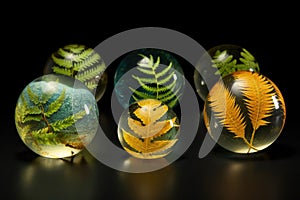 resin paperweights with a variety of preserved leaves photo