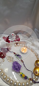 Resin plate art ganesha candlelight perls