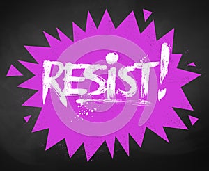 Resist chalked lettering on pink banner photo