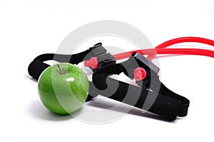 Resistance Band and Green Apple